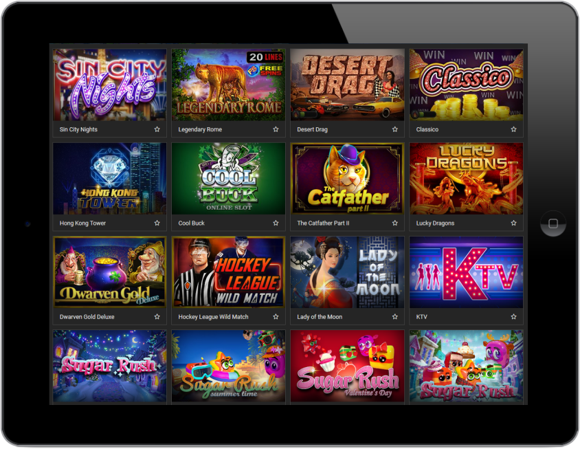 Screenshot das slot machines disponíveis